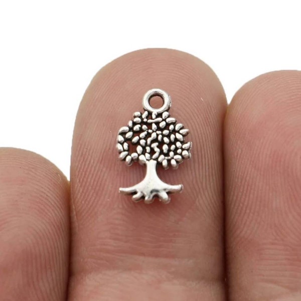 Exquisite Tiny Tree Charms Mini Trees Double Sided Nature Wicca Family Tree Jewelry Supplies 8x13mm