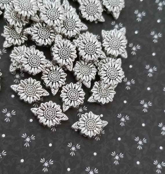 10 Sunflower Spacer Beads Lovely Sunflower Beads Flower Beads