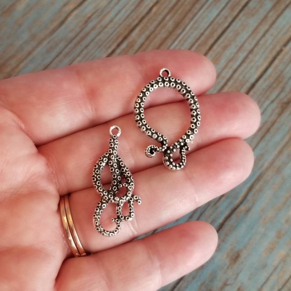 Octopus Tentacle Charms Octopus Pendants Octopus Tentacle Connectors  Octopus Connectors Steampunk Pendants Beach Charms Jewelry Supplies