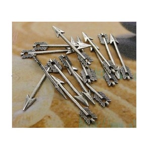 12 ARROW Charms Antique Silver Small Size Archery Arrows Charm Jewelry Craft Supplies 29x5 mm