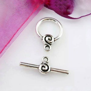 Toggle Clasps 4 Sets of Swirl Rose Design Toggle Clasps for Bracelets or Necklaces Jewelry Findings Supplies
