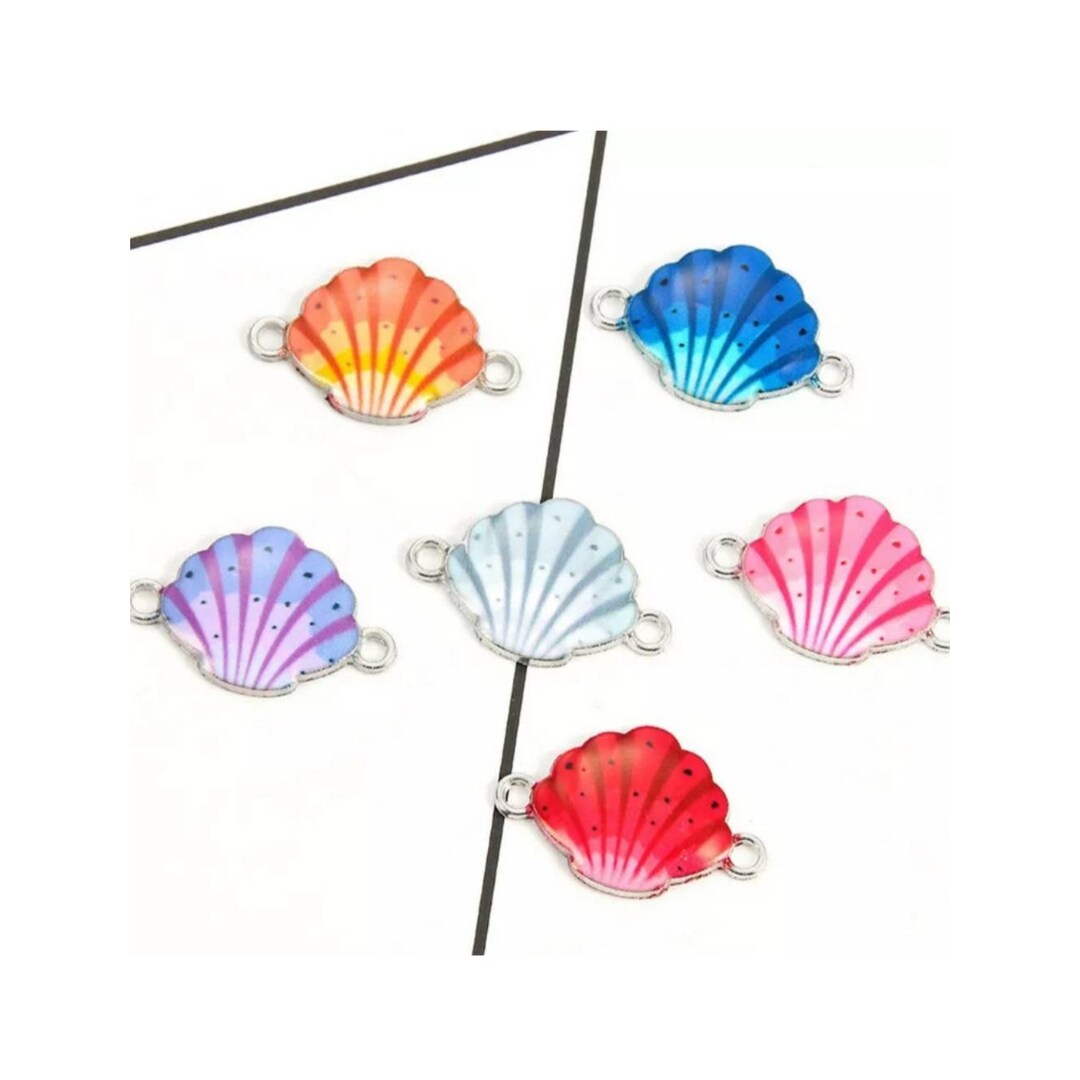 Enamel Shell Connectors Boho Beach Bracelet Connectors Seashell ...