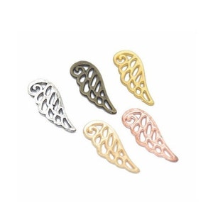 10 Filigree Wing Charms Filigree Wing Connectors Rose Gold Wings Gold Silver Bright Silver Bronze Angel Wing Bracelet Jewelry Supplies 25mm