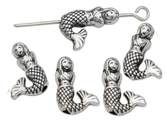 Little Mermaid Spacer Beads Sweet Double Sided Mermaids Beading Beach Jewelry Supplies 13x9mm