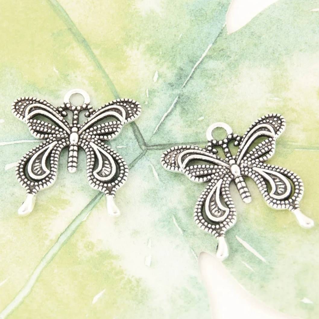 Large Butterfly Charms Filigree Butterfly Pendants Antique 