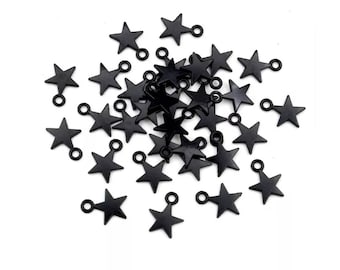 Tiny Black Star Charms Electroplate Black Stars Black Celestial Charms Double Sided Design Star Jewelry Supplies 10x12mm