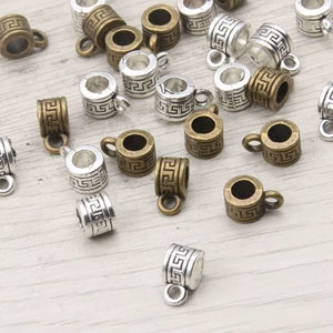 12 Small Bails with Aztec Design Greek Key Design Bracelet Bails Charm Holders Connectors Beads with Loop Jewelry Supplies Hole 3.8mm