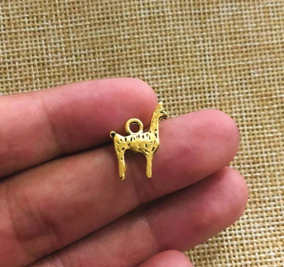 Antique Gold Little Llama Charms Alpaca South America Animal