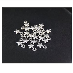 Teeny Tiny Star Charms Shining Silver Mini Stars Embellishments Celestial Christmas Jewelry Beading Supplies 7x5mm
