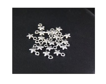 Teeny Tiny Star Charms Shining Silver Mini Stars Embellishments Celestial Christmas Jewelry Beading Supplies 7x5mm