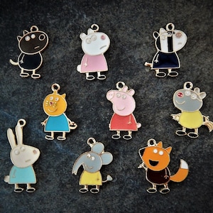Pig Charms Enameled Gold Characters Sheep Rabbit Fox Pony Elephant Choose Friends Children&#39;s Favorite Jewelry Supplies Findings