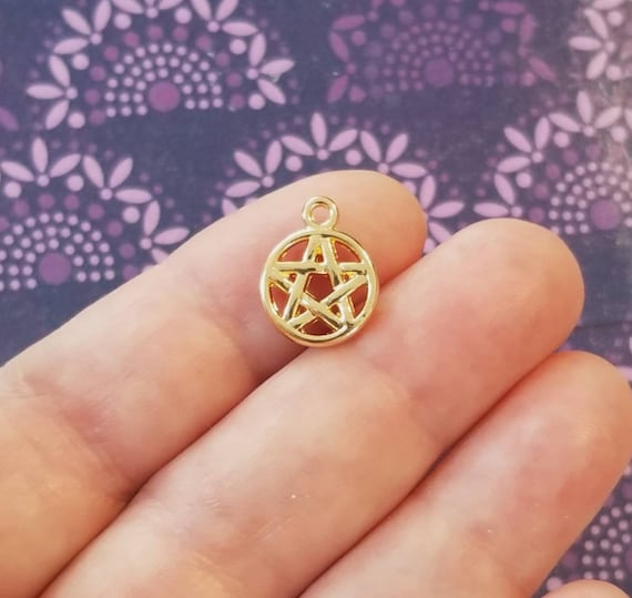 Tiny Gold Pentacle Charms Mini Light 