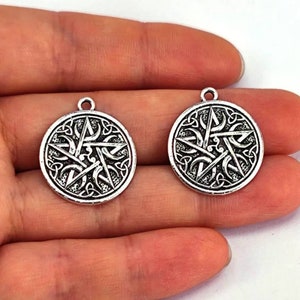 Pentacle Charms with Triquetra and Moon Design Wicca Charms Witch Charms Antique Silver Pentagram Charms Jewelry Supplies 20x21mm