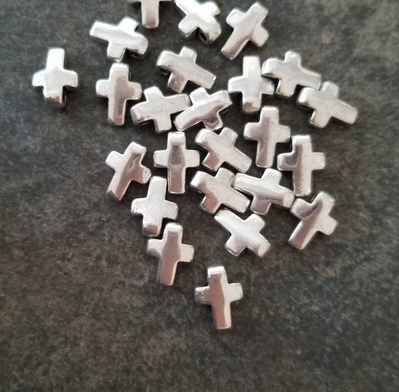 12 Cross Spacer Beads Small Cross Beads Rosary Parts Religious Etsy