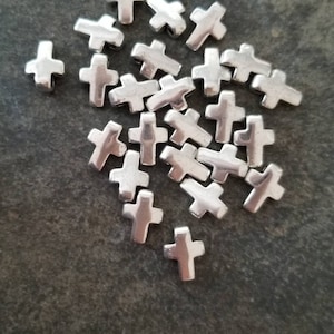 12 Cross Spacer Beads Small Cross Beads Rosary Parts Religious Beads Cross Charms Jewelry Supplies 11x8mm