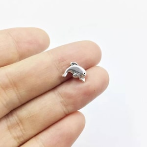 Tiny Dolphin Spacer Beads Mini Dolphin Beads Beach Beads Dolphin Charms for Bracelets Jewelry Supplies 10.5x7mm