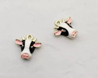 Adorable Little Cow Charms Enamel Cow Charms Farm Animal Charms Holstein Cow Charms Farm Jewelry Supplies 16mm