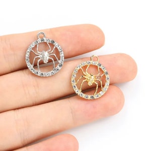 Crystal Rhinestone Spiderweb Charms Silver or Gold Spiderwebs Crystal Halloween Charms Jewelry Supplies 20x17mm