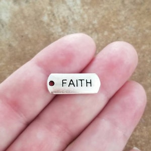 Faith Charms Faith Tags  Silver Inspirational Words Faith Jewelry Supplies 21x8mm