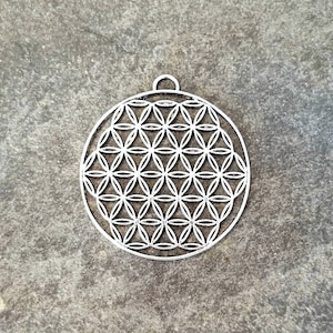 2 Large Flower of Life Pendants Rustic Bohemian Pendants Very Large Flower of Life Charms Boho Jewelry Supplies 42x47mm