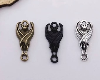 Adorable Bat Connectors Little Hanging Bat Charms with 2 Loops Antique Silver Bronze Black Bats Halloween Charms Jewelry Supplies 19x9mm