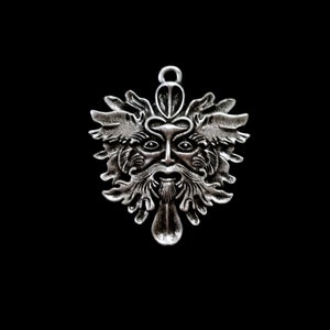 Stunning Large Green Man of the Forest Pendant Beautifully Detailed Fantasy Spiritual Wicca Nature Jewelry Supplies 40x35mm