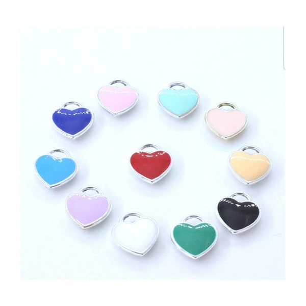 Tiny Enamel Heart Charms Colorful Mini Enameled Heart Charms Valentine's Day Jewelry Supplies 8x7mm