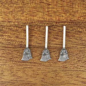 Broom Charms Witch&#39;s Broomstick Charms Besom Charms Wicca Charm Silver or Bronze Halloween Jewelry Supplies  27x9.5 mm