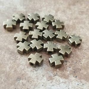Bronze Cross Spacer Beads Cross Beads Religious Charms Rosary Parts Jewelry Supplies 8mm