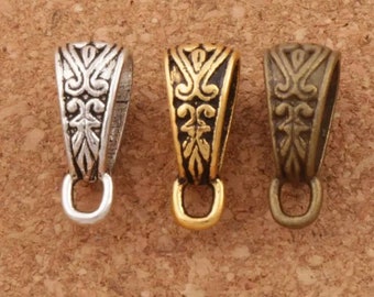 10 Beautiful Large Slider Bails Ornate Antique Silver Antique Gold Bronze Bracelet Necklace Charm Holders Connectors Jewelry Supplies