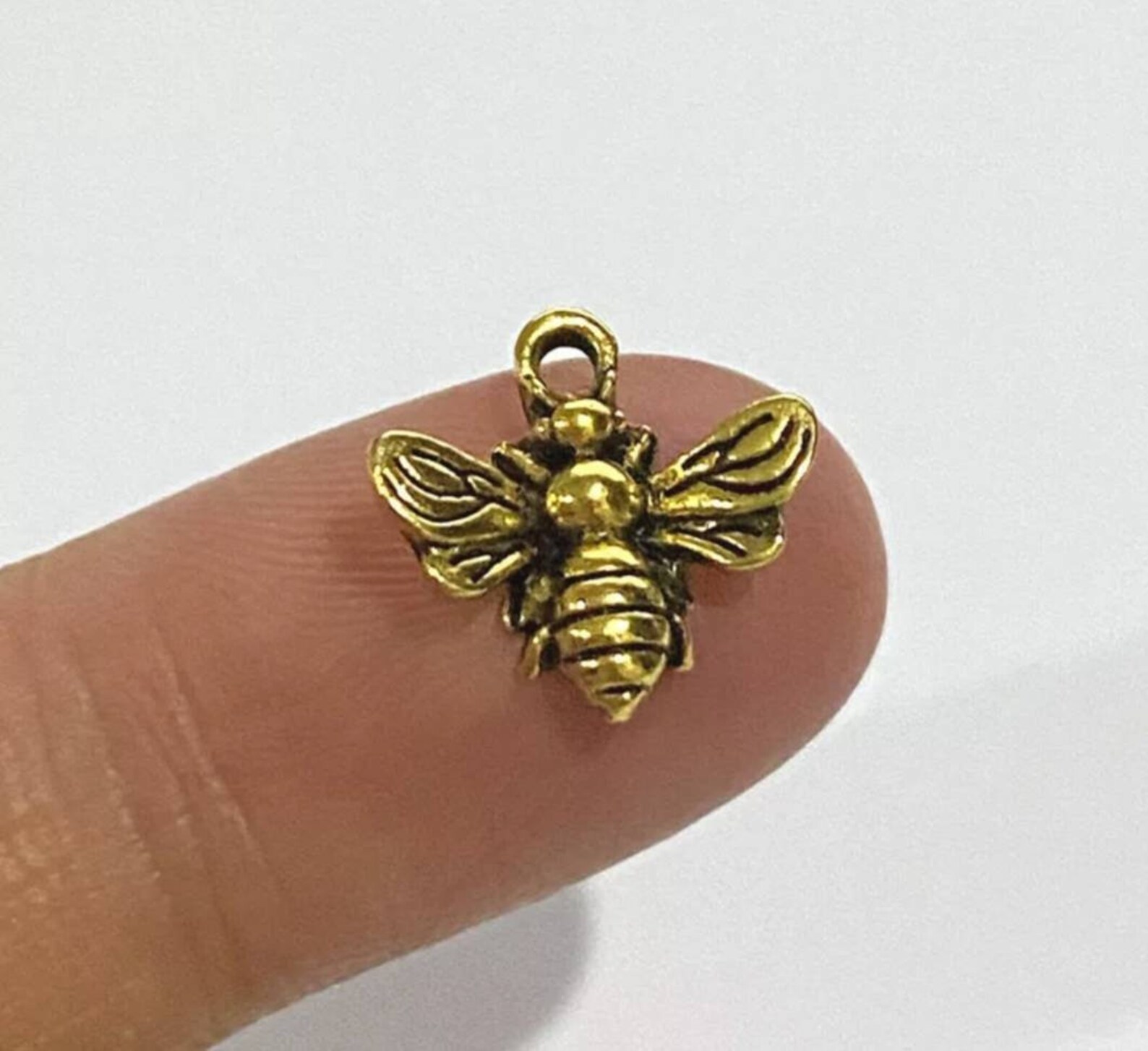 Bee Charms Realistic Honeybee Charms Mini Bees Antique Gold Etsy
