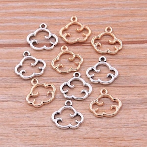 10 Cute Cloud Charms Stormy Weather Soft Gold or Silver Open Clouds Jewelry Supplies 15x13mm