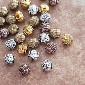 12 Tiny Buddha Spacer Beads Colorful Buddha Beads Buddha Charms Boho Bracelet Jewelry Supplies 7mm