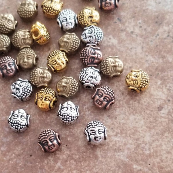 12 Tiny Buddha Spacer Beads Colorful Buddha Beads Buddha Charms Boho Bracelet Jewelry Supplies 7mm