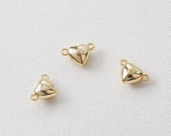 Soft Gold Magnetic Heart Clasps 2 Sets of Lovely Magnet Clasps for Necklaces or Bracelets Heart Magnet Clasps 15.25x10x7mm *See Note