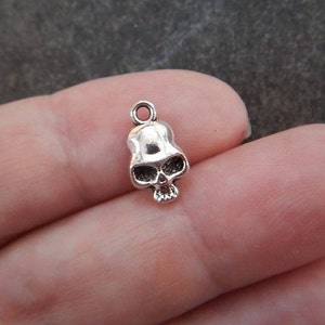 Mini Half Skull Charms Goth Little Skulls Dimensional Embellishments for Jewelry Jars Candles Bulk Halloween Jewelry Supplies 13x8mm SMALL