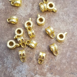 Beautiful Gold Bails for Cording Charm Holders Beading Bracelet Jewelry Supplies 9x4mm Hole 3.2mm