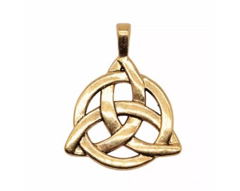 Celtic Knot Pendants Large Antique Gold Celtic Knot Charms Substantial Triquetra Pendants St. Patrick's Day Jewelry Supplies 35x27mm