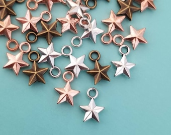 Tiny Star Charms Silver Bronze Rose Gold Champagne Gold Celestial Charms Mini Star Charms Jewelry Supplies 11x8mm