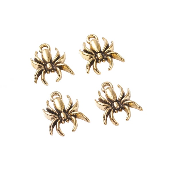 10 Antique Gold Spider Charms Antique Gold Halloween Charms Bug Charms Jewelry Supplies 18x15mm