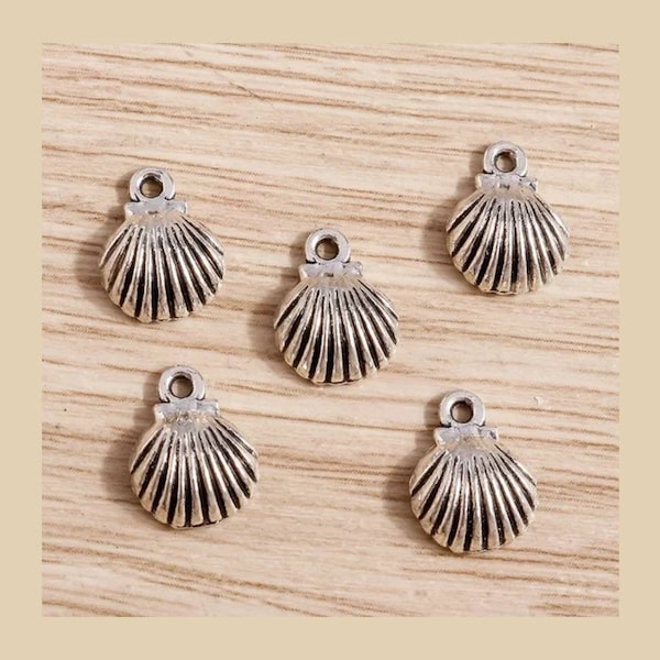 12 Tiny Seashell Charms Mini Scallop Shell Charms Mini Beach Charms Jewelry Supplies 9x12mm