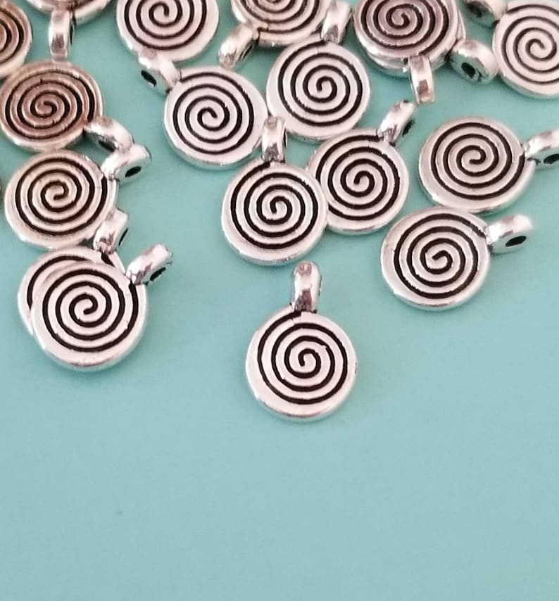Labyrinth Charm Mini Labyrinth Charms Darling Little Spiral Charms Double Sided ...