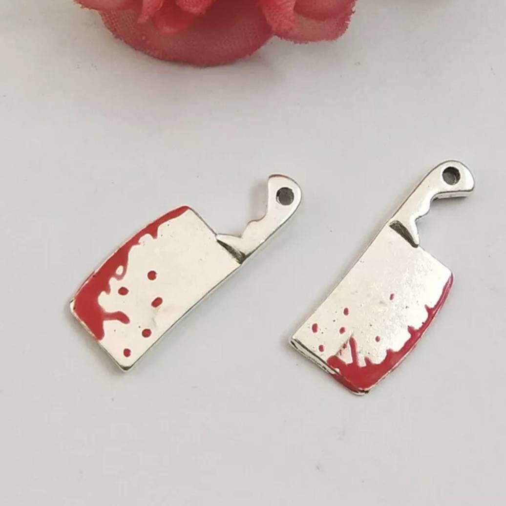 Blood Splattered Knife Charms Bloody Meat Cleaver Charms Gothic ...