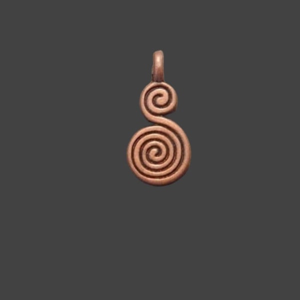 10 Copper Double Labyrinth Charms Small Mystical Spirals Meditation Circles Copper Charms Jewelry Supplies 17x8mm