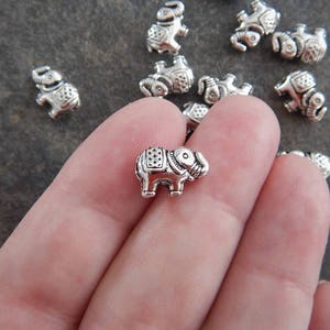 12 Beautiful Detailed Elephant Spacer Beads Good Luck Boho Small Beading Jewelry Supplies About 12x9mm Hole 1.1mm