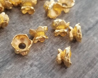 Little Gold Lotus Design Bead Caps Spacer Beads Lotus Beads Flower Beading Jewelry Supplies 8x6mm