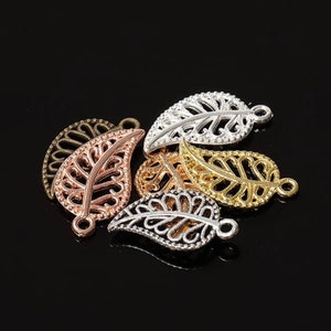 Filigree Leaf Charms Assortment Vibrant Colors Fall Spring Silver Gold Rose Gold Champagne Gold Copper Bronze Assorted Leaves Random