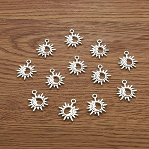 10 Moon and Sun Charms Radiant Suns with Moon Charms Celestial Charms Jewelry Supplies 21x18mm