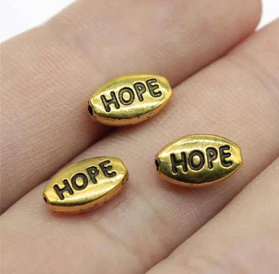 Hope Spacer Beads Small Antique Gold Oval Beads Inspirational 
