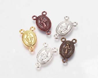5 Mini Rosary Centerpieces Small Miraculous Centerpiece Charms Colorful Rosary Parts Catholic Charms Miraculous Jewelry Supplies 16.5x10mm